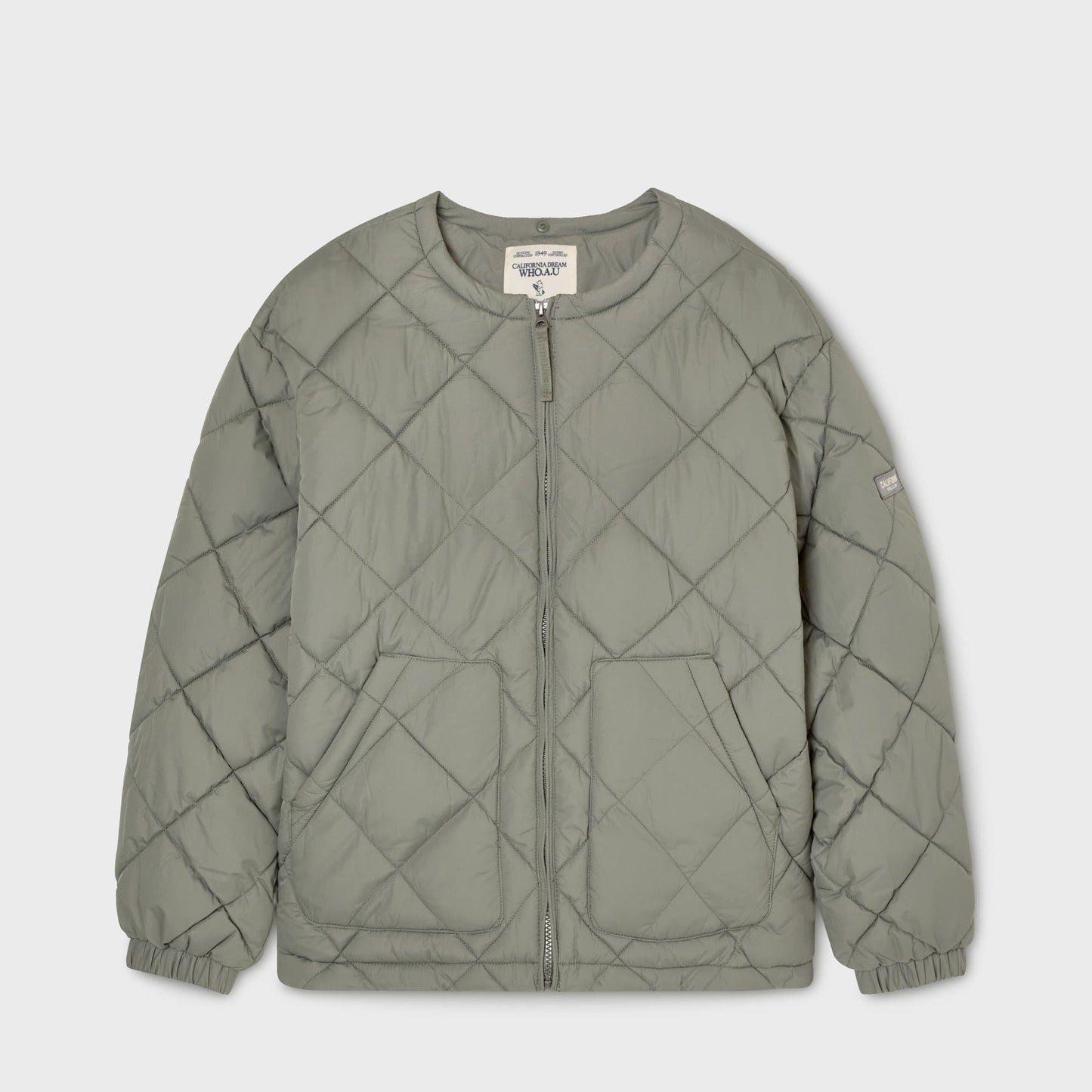 WHO.A.U - Hooded Quilting Jumper Khaki