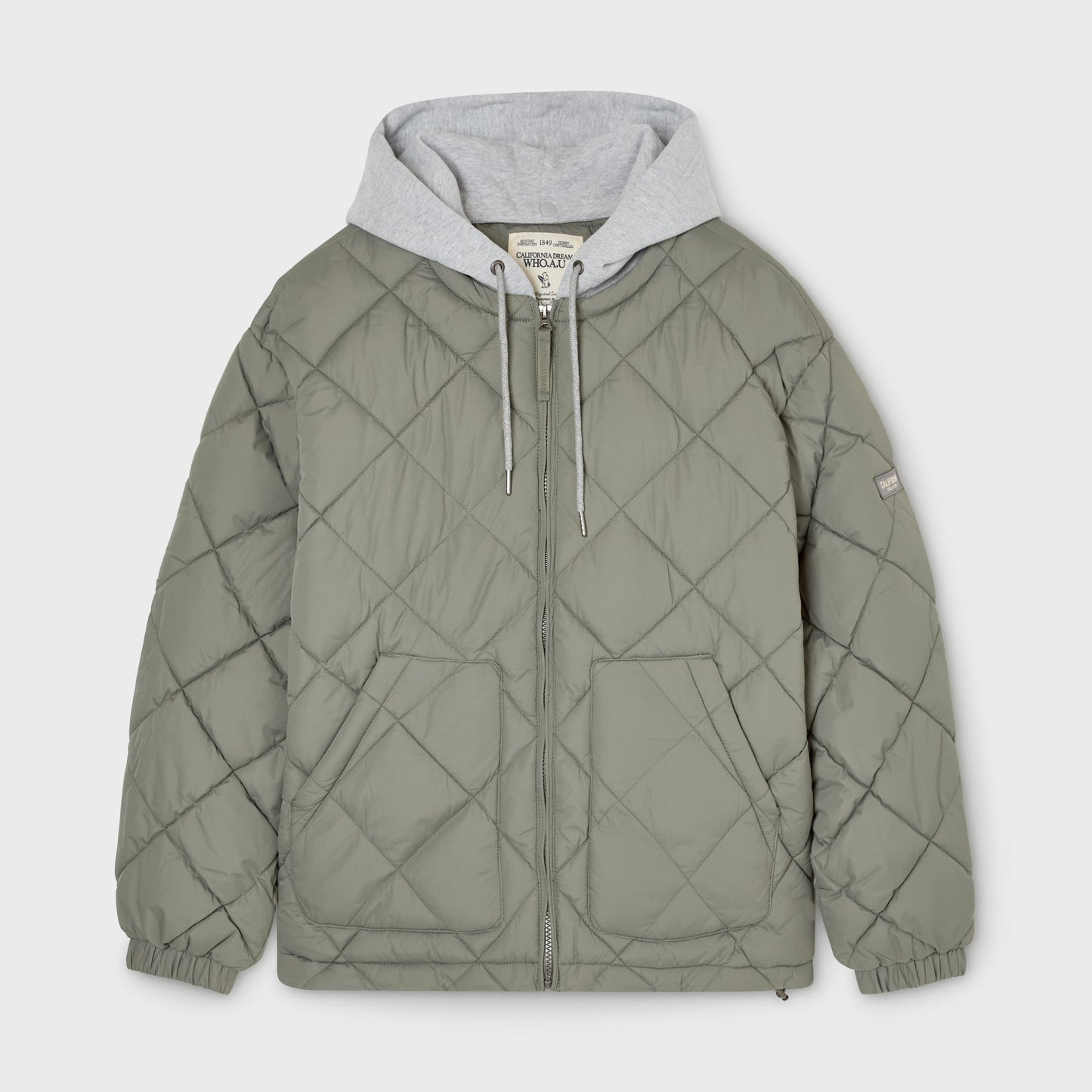 WHO.A.U - Hooded Quilting Jumper Khaki