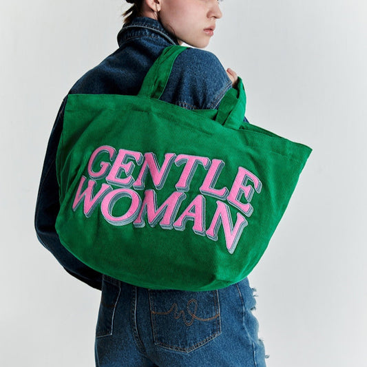 GENTLEWOMAN - CORDUROY TOTE (GREEN/PINK/BROWN) )