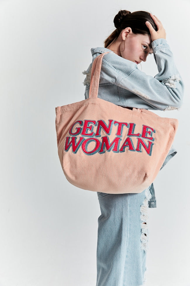 GENTLEWOMAN - CORDUROY TOTE (GREEN/PINK/BROWN) )