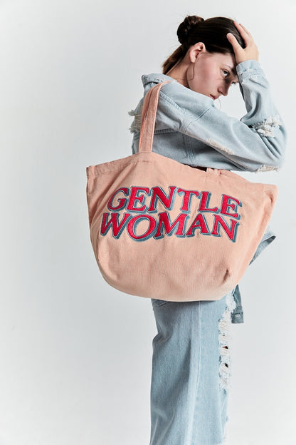 GENTLEWOMAN - CORDUROY TOTE (GREEN/PINK/BROWN) )