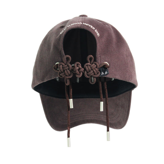 [DOUBLE HEART] KNOT CAP 繩結花花帽 - BROWN