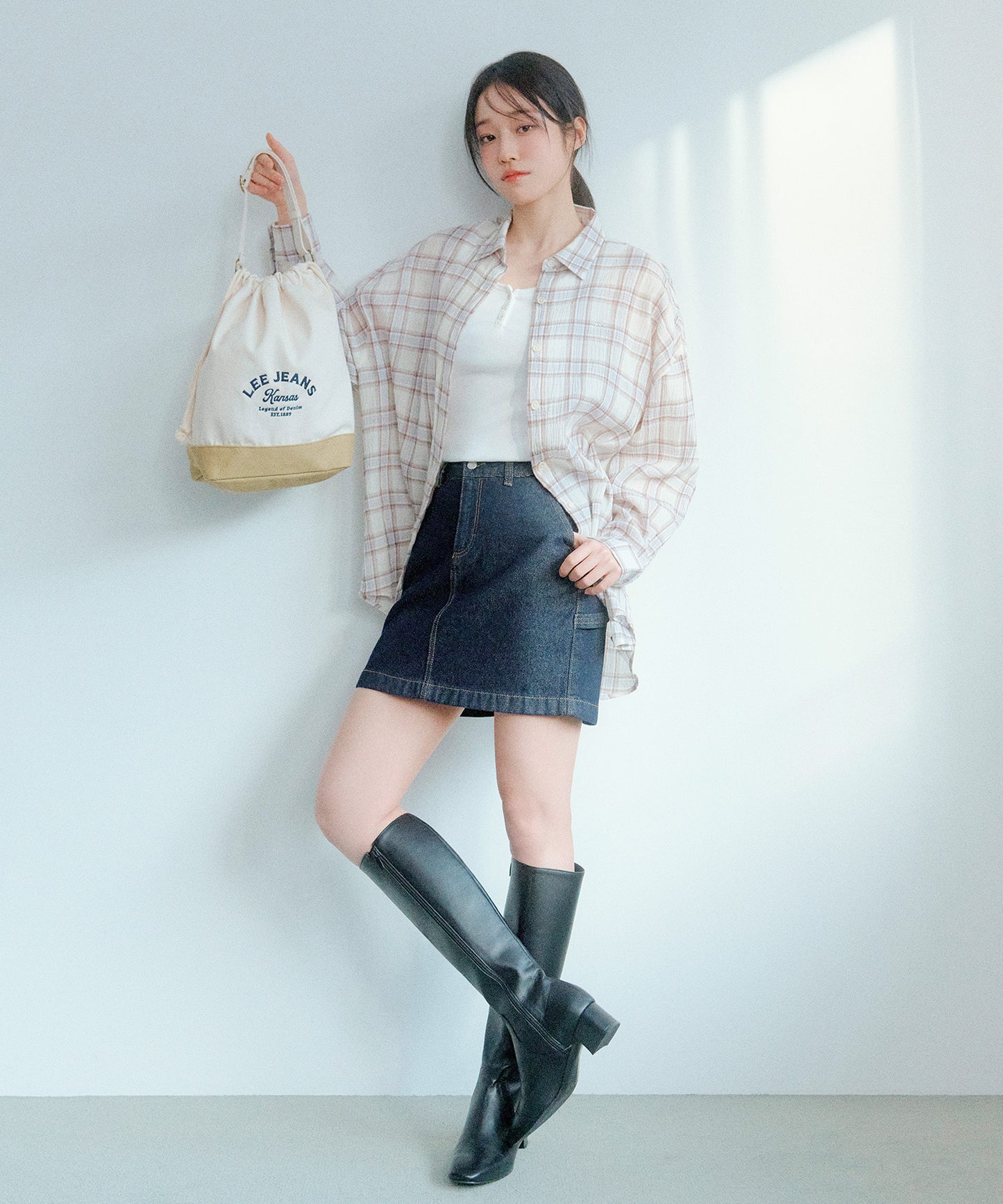 Lee - Cotton Bucket Shoulder Bag - Ivory