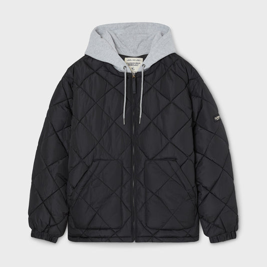 WHO.A.U - Hooded Quilting Jumper Black