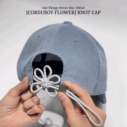 [CORDUROY FLOWER] KNOT CAP 繩結花花帽 - 燈芯絨 ASH BLUE