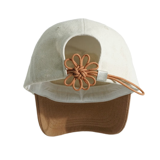 [FLOWER] KNOT CAP 繩結花花帽 - CAMEL