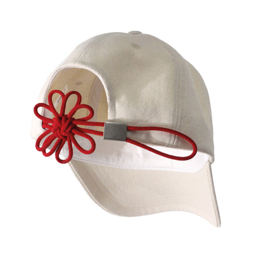 [FLOWER] KNOT CAP 繩結花花帽 - RED