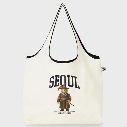 WHO.A.U - Steve Packable Light Bag Seoul Edition - Ivory｜可摺疊環保袋