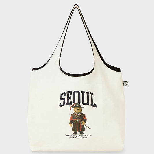 WHO.A.U - Steve Packable Light Bag Seoul Edition - Ivory｜可摺疊環保袋