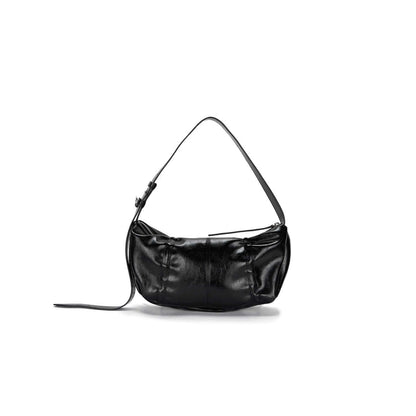 Matin Kim - Half Shirring Ribbon Round Bag - Black