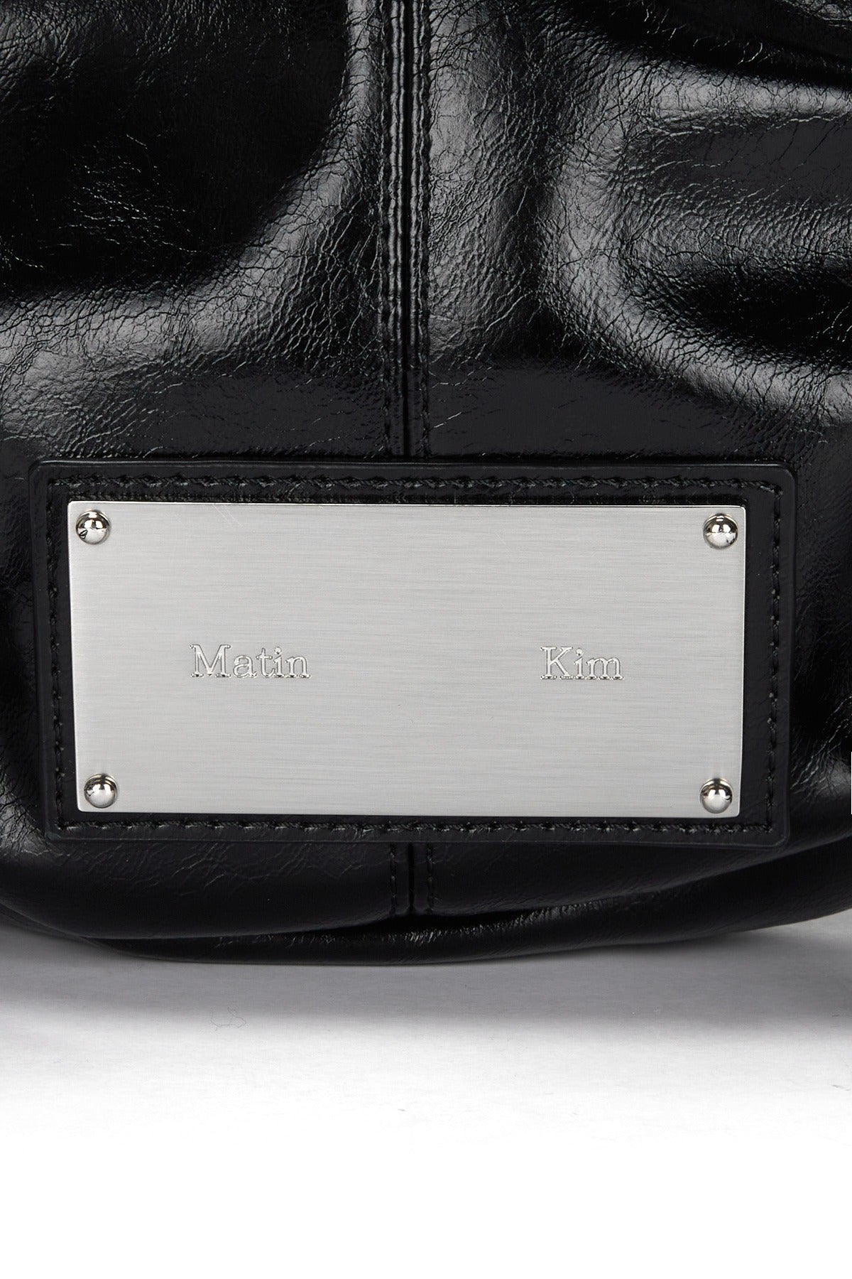 Matin Kim - Half Shirring Ribbon Round Bag - Black