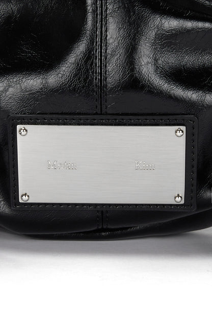 Matin Kim - Half Shirring Ribbon Round Bag - Black