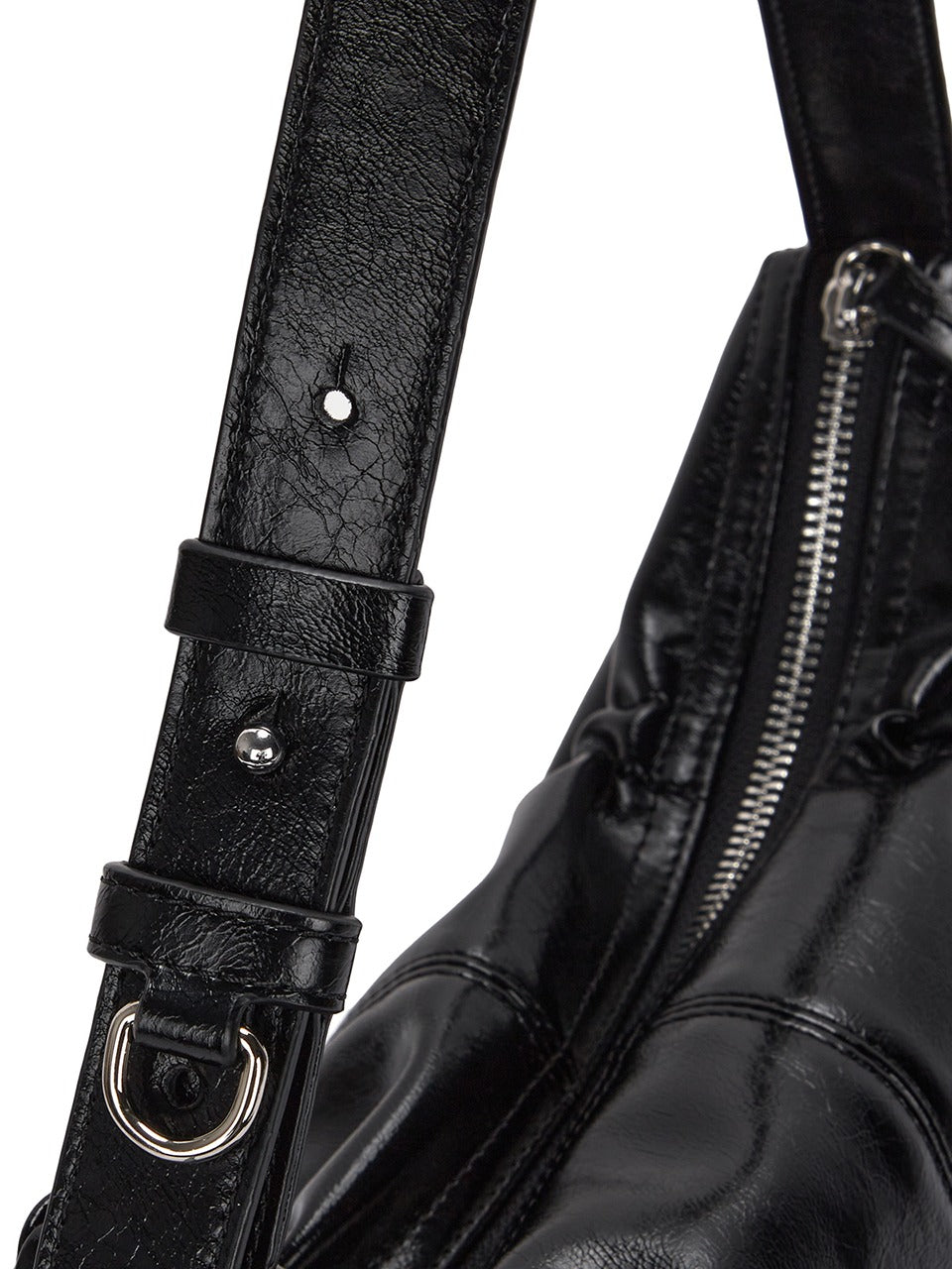 Matin Kim - Half Shirring Ribbon Round Bag - Black