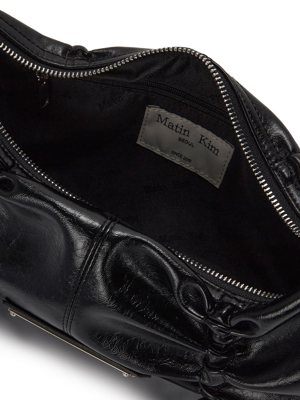Matin Kim - Half Shirring Ribbon Round Bag - Black