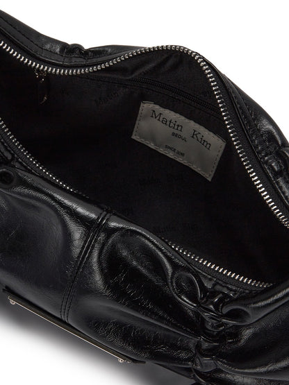 Matin Kim - Half Shirring Ribbon Round Bag - Black